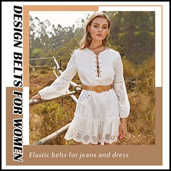 Straw Woven Elastic Stretch Waist Belt Braided Boho Dress Belts main image 7